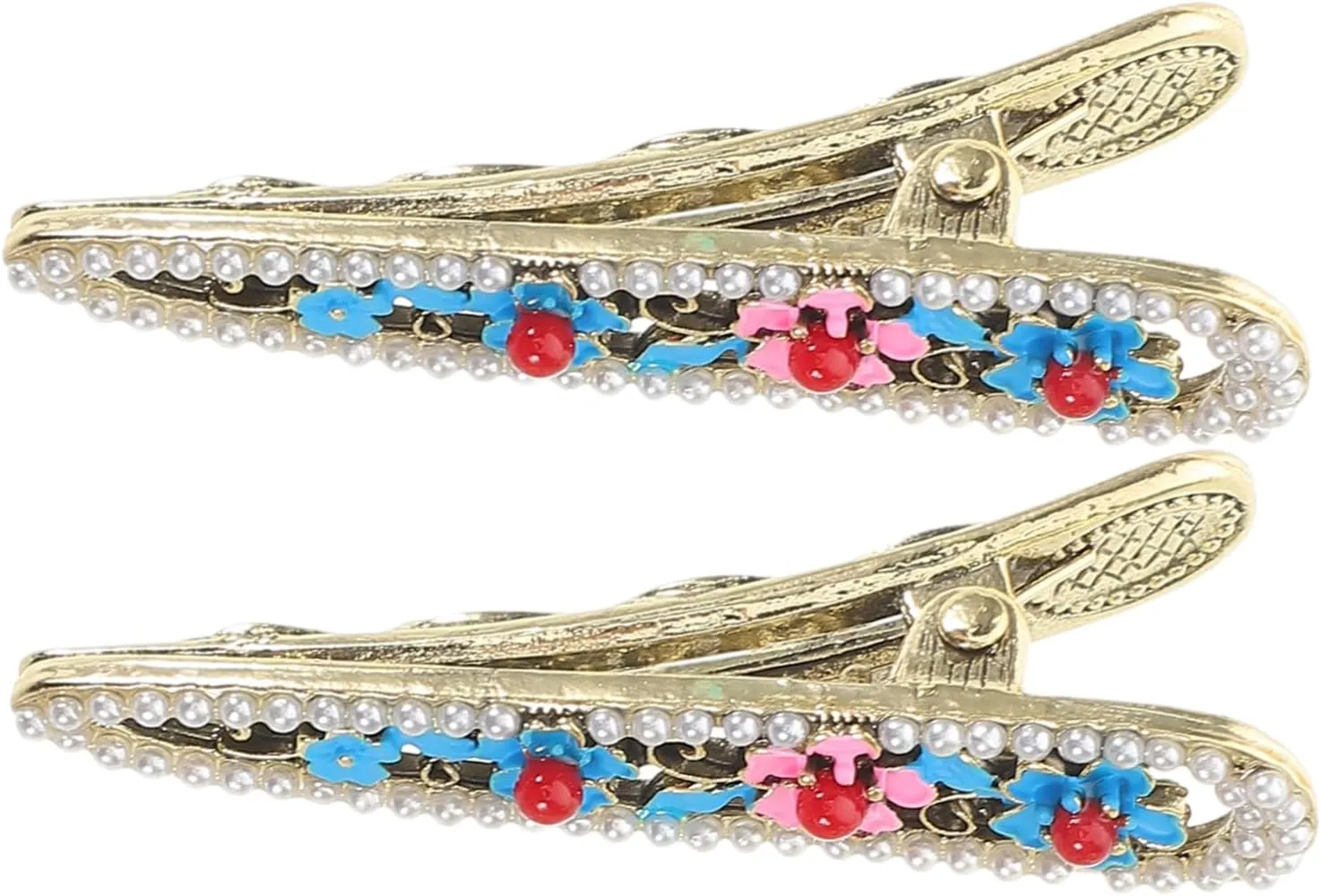 PartyKindom 2Pcs Mini Flower Hair Clips Decorative Metal Duckbill Hairpins for Women Ancient Chinese Style Accessories for Everyday and Special Occasions Lightweight and Comfortable Hair