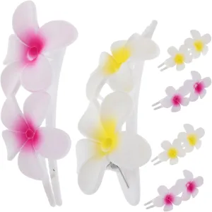 PartyKindom 6pcs Plumeria Flower Clips for Women for Bridal Weddings Beach Parties and Everyday Hairstyles