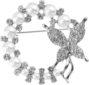 Pearl Butterfly Brooch for Brooches Pins Pearl Brooch Clothing Accessory Birthday present Elegant Collar