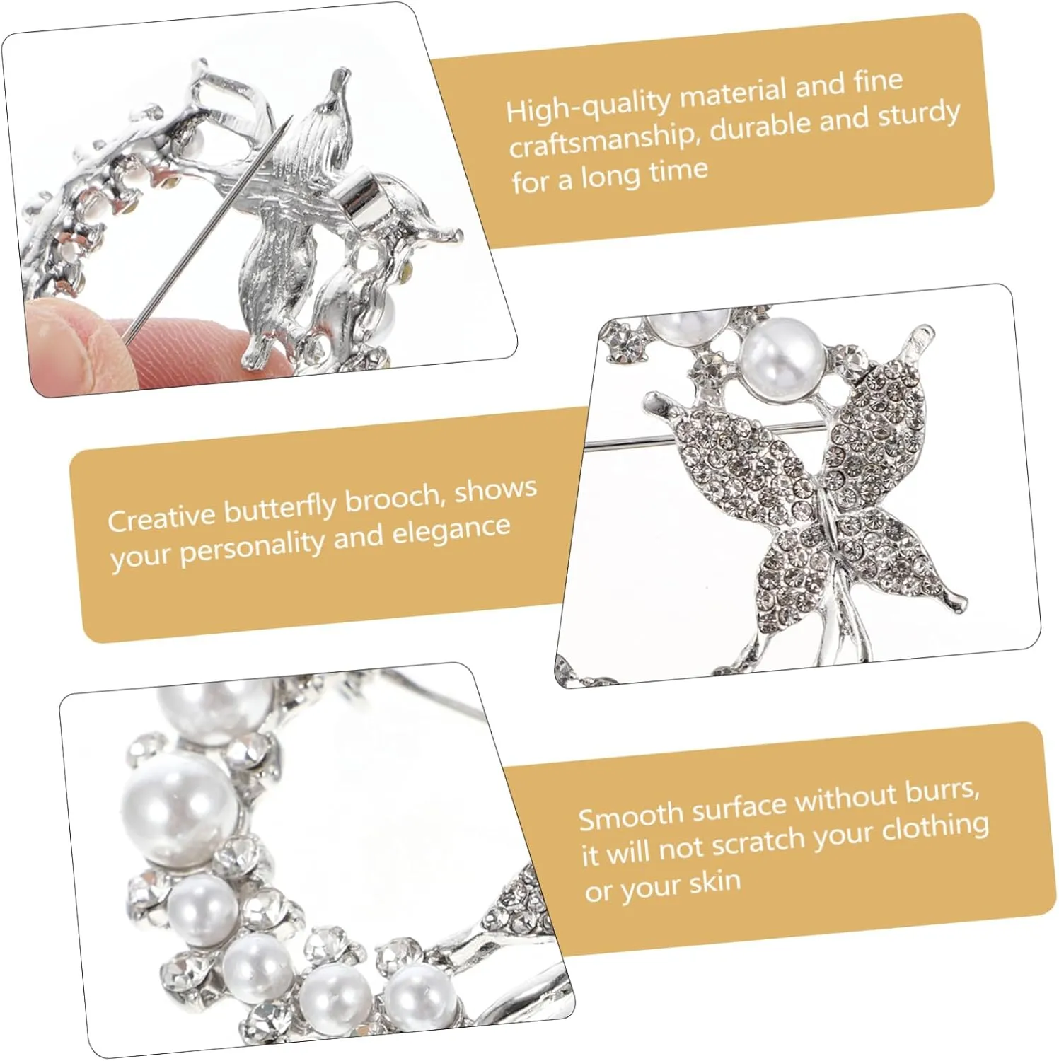Pearl Butterfly Brooch for Brooches Pins Pearl Brooch Clothing Accessory Birthday present Elegant Collar