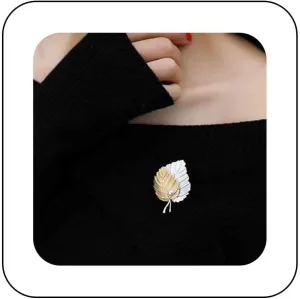 Pearl Leaf Brooch Pin Tow Tone Leaf Brooches Pin Gold Leaf Lapel Pin Brooches Small Leaves Brooch Lepel Pin Minimalist Leaves Pin Brooch Decorative for Women Clothing Dress Suit