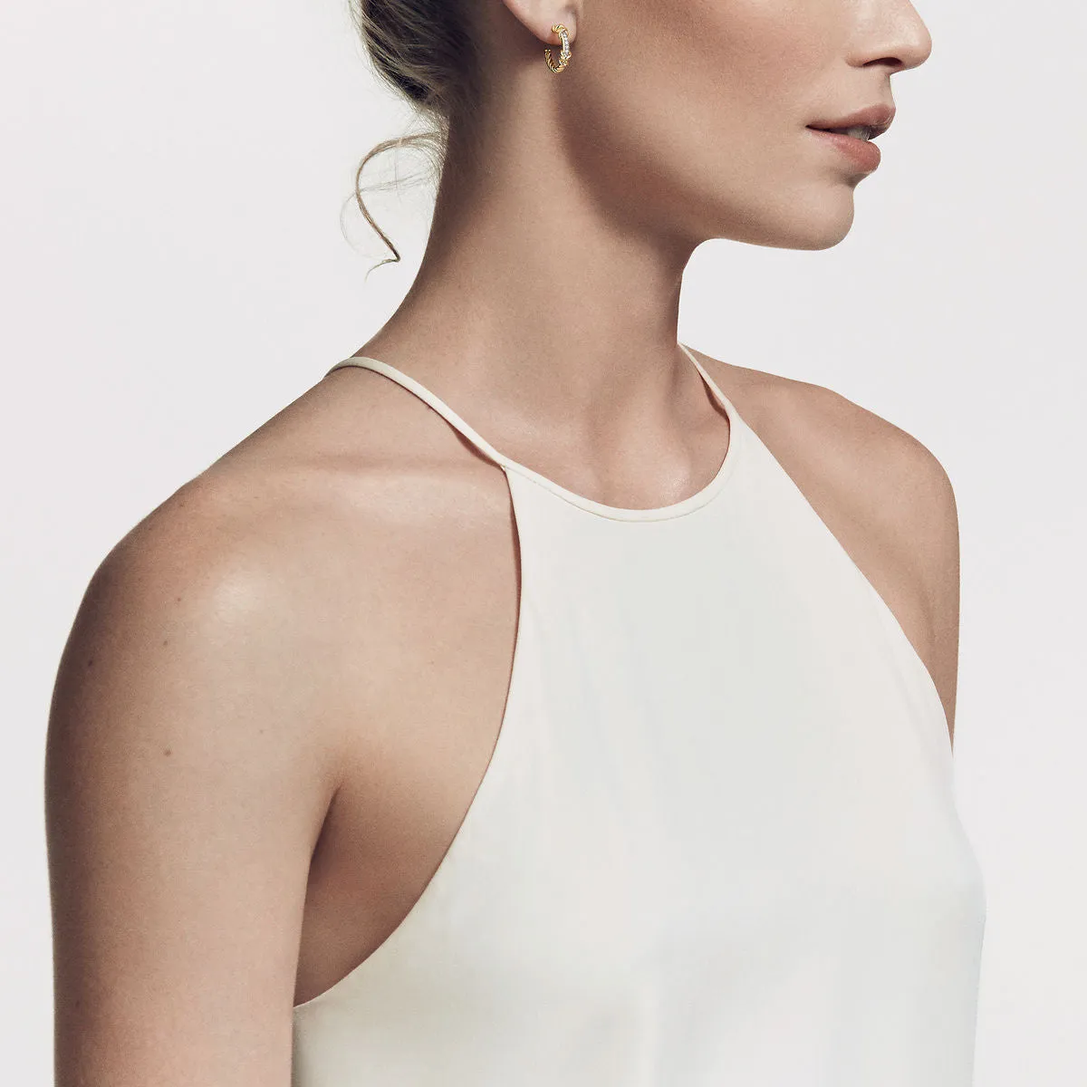 Petite Helena Hoop Earrings in 18K Yellow Gold with Diamonds