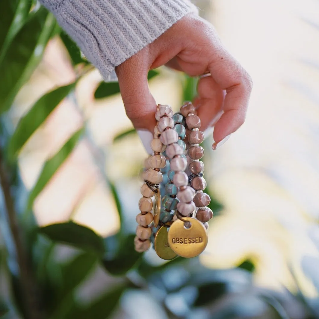 PINK A DOT BEADED MESSAGE BRACELET