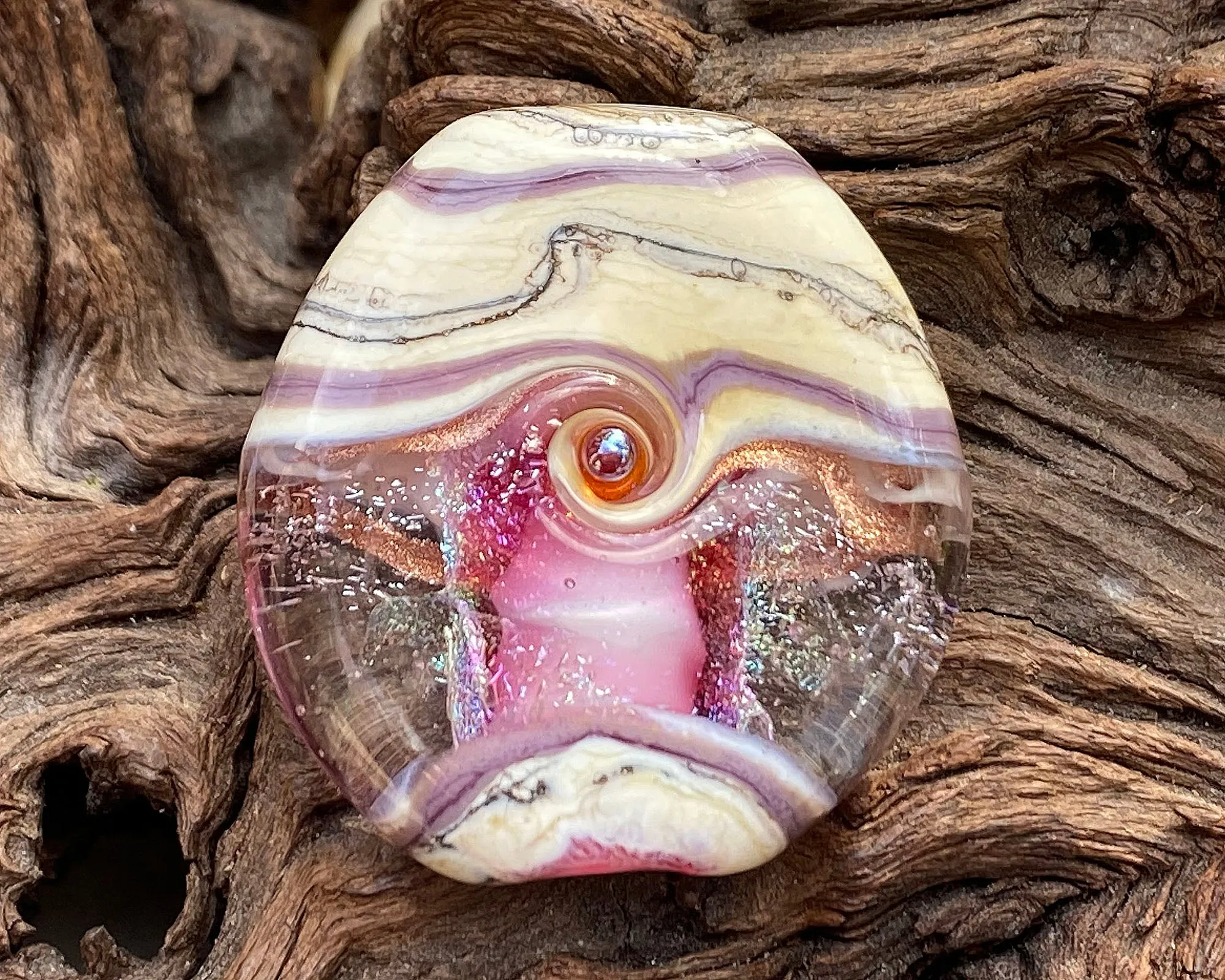 Pink Organic Lampwork Focal Bead SRA