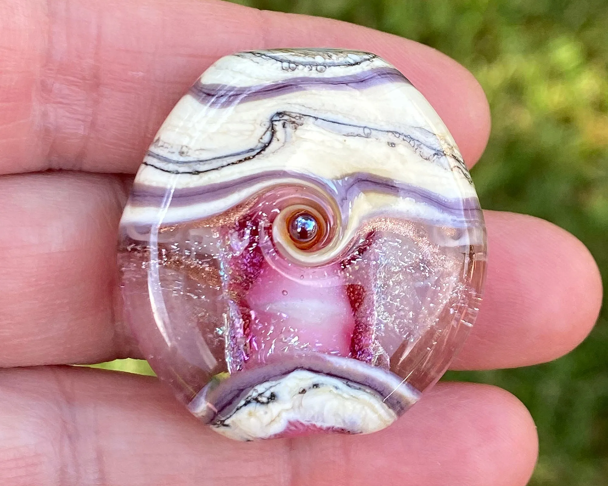 Pink Organic Lampwork Focal Bead SRA