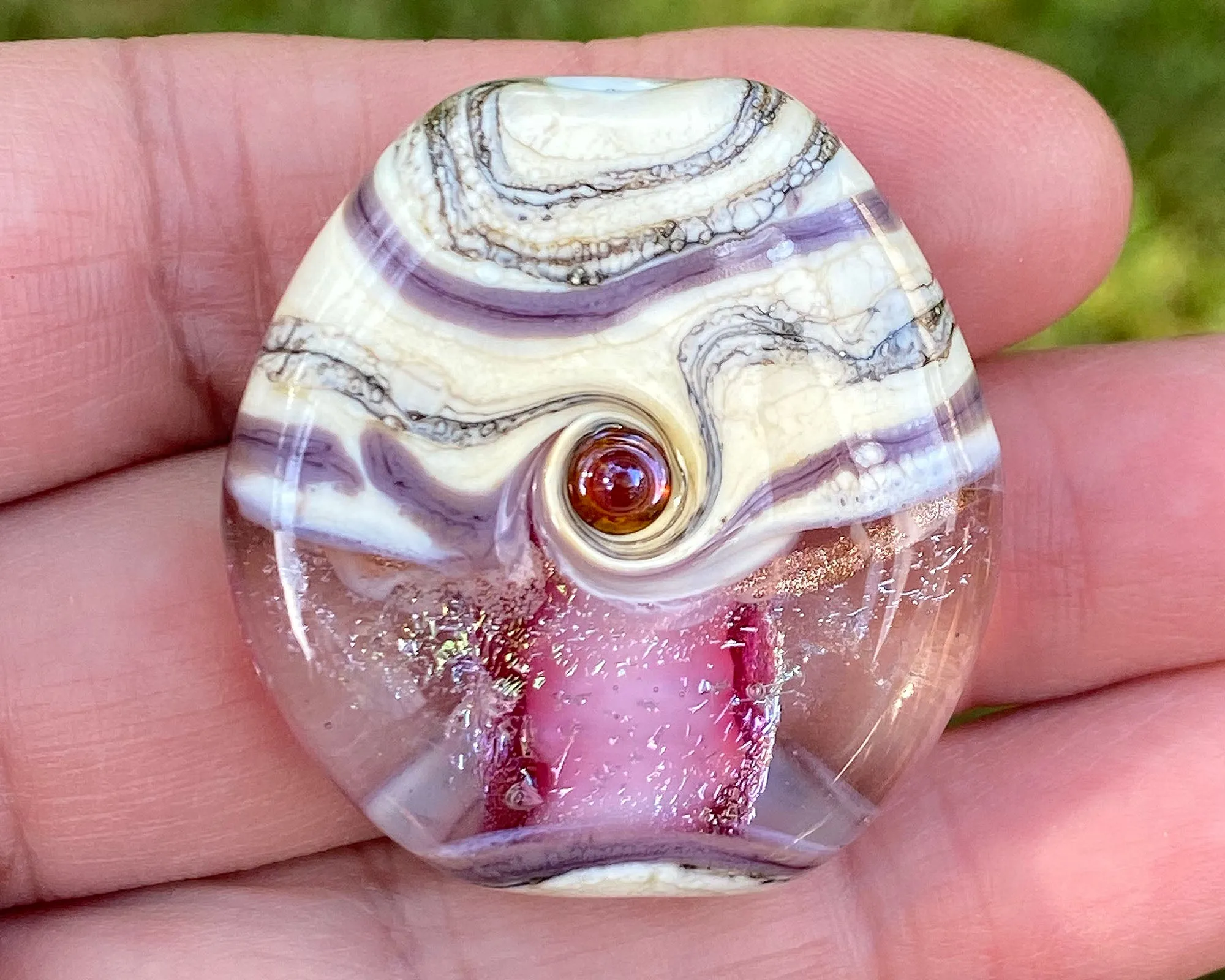 Pink Organic Lampwork Focal Bead SRA