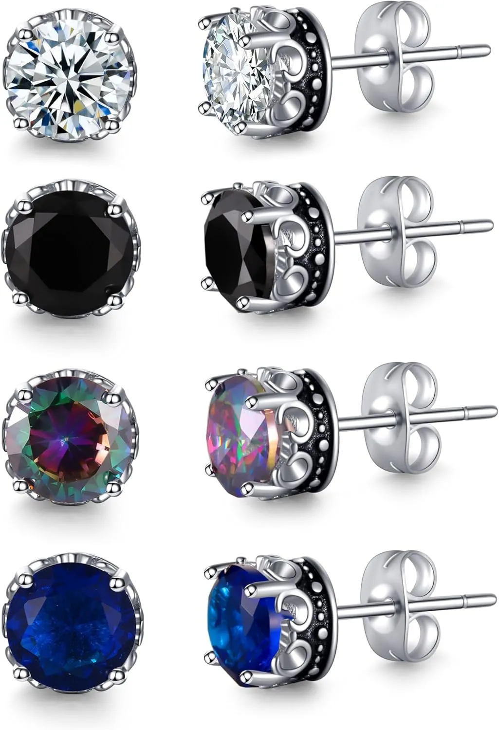 PLOMFOV Earrings for Men Hypoallergenic Cubic Zircon Earring Stainless Steel Simulated Diamond Large Stud CZ Earrings for Women