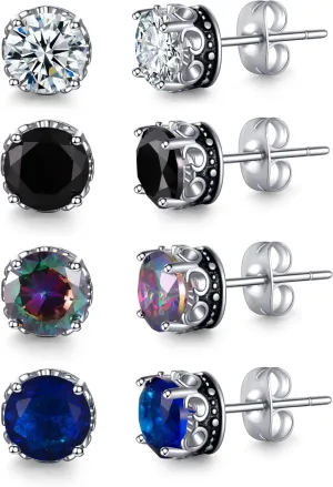PLOMFOV Earrings for Men Hypoallergenic Cubic Zircon Earring Stainless Steel Simulated Diamond Large Stud CZ Earrings for Women