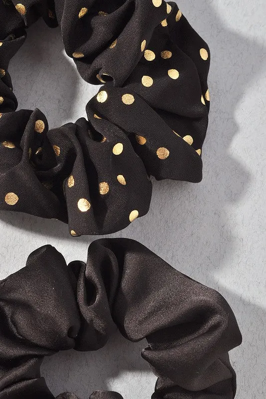 Polka Dot Scrunchies (Black)