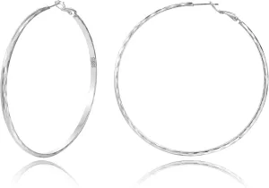 PRETOLE 3 Pairs 925 Sterling Silver Hoops Earrings for Women, Sterling Silver Large Rhinestone Hoop Earrings with Cubic Zirconia Lightweight Hypoallergenic Big Sterling Silver Earrings Set for Women