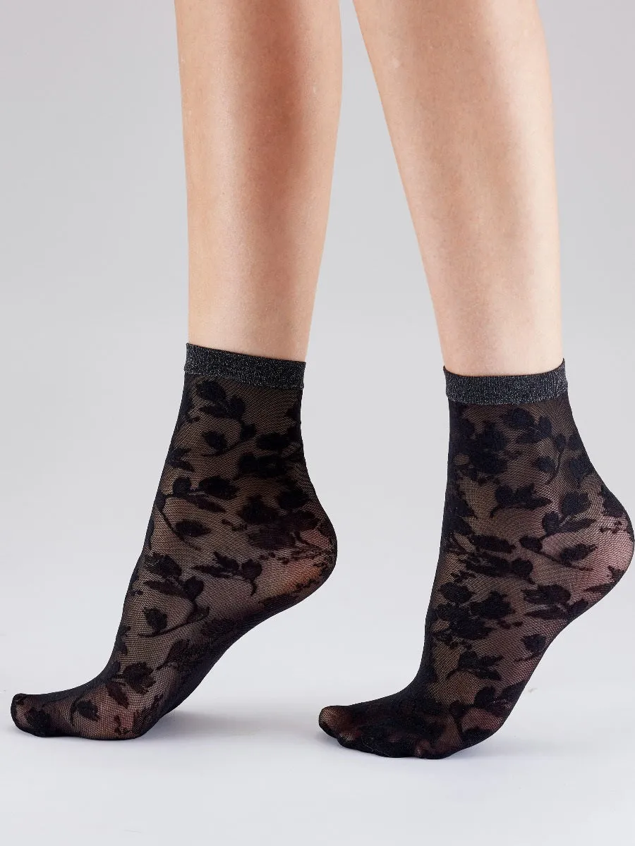 Pretty Polly Floral Lace Fashion Anklets - Glittery Band
