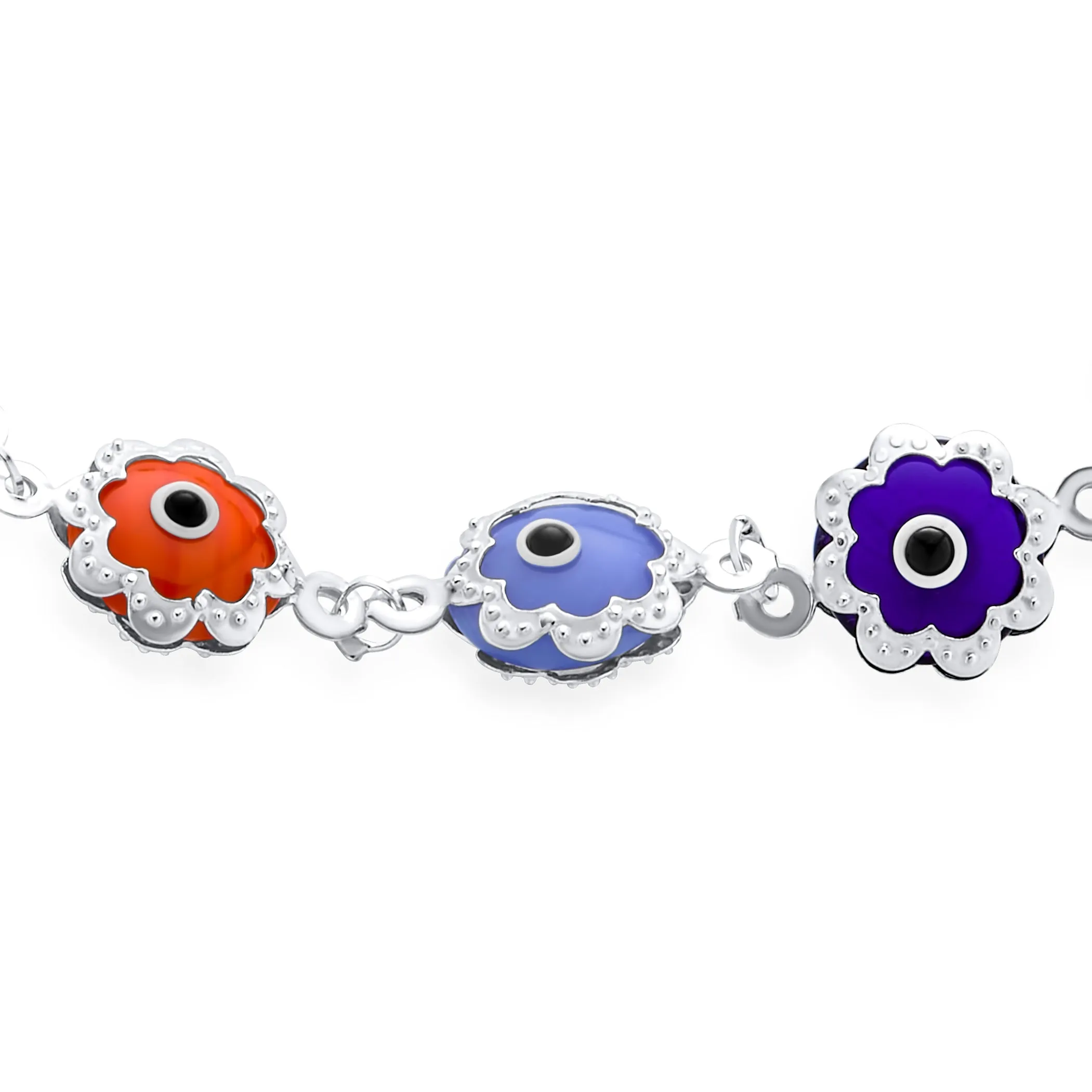 Protection Amulet Turkish Evil Eyes Anklet Ankle Bracelet Sterling Silver 9.5 Inch