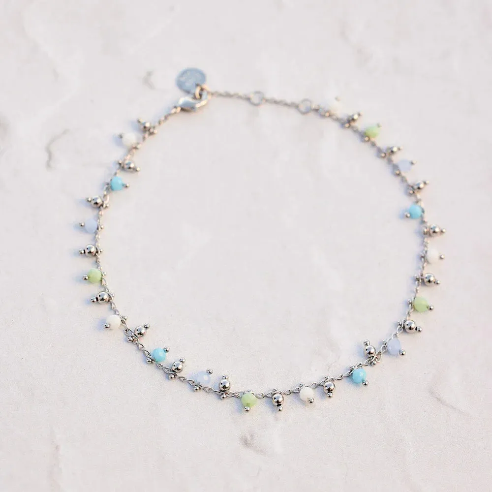 Pura Vida Blue Sea Hanging Bead Anklet