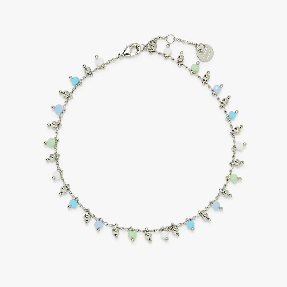 Pura Vida Blue Sea Hanging Bead Anklet