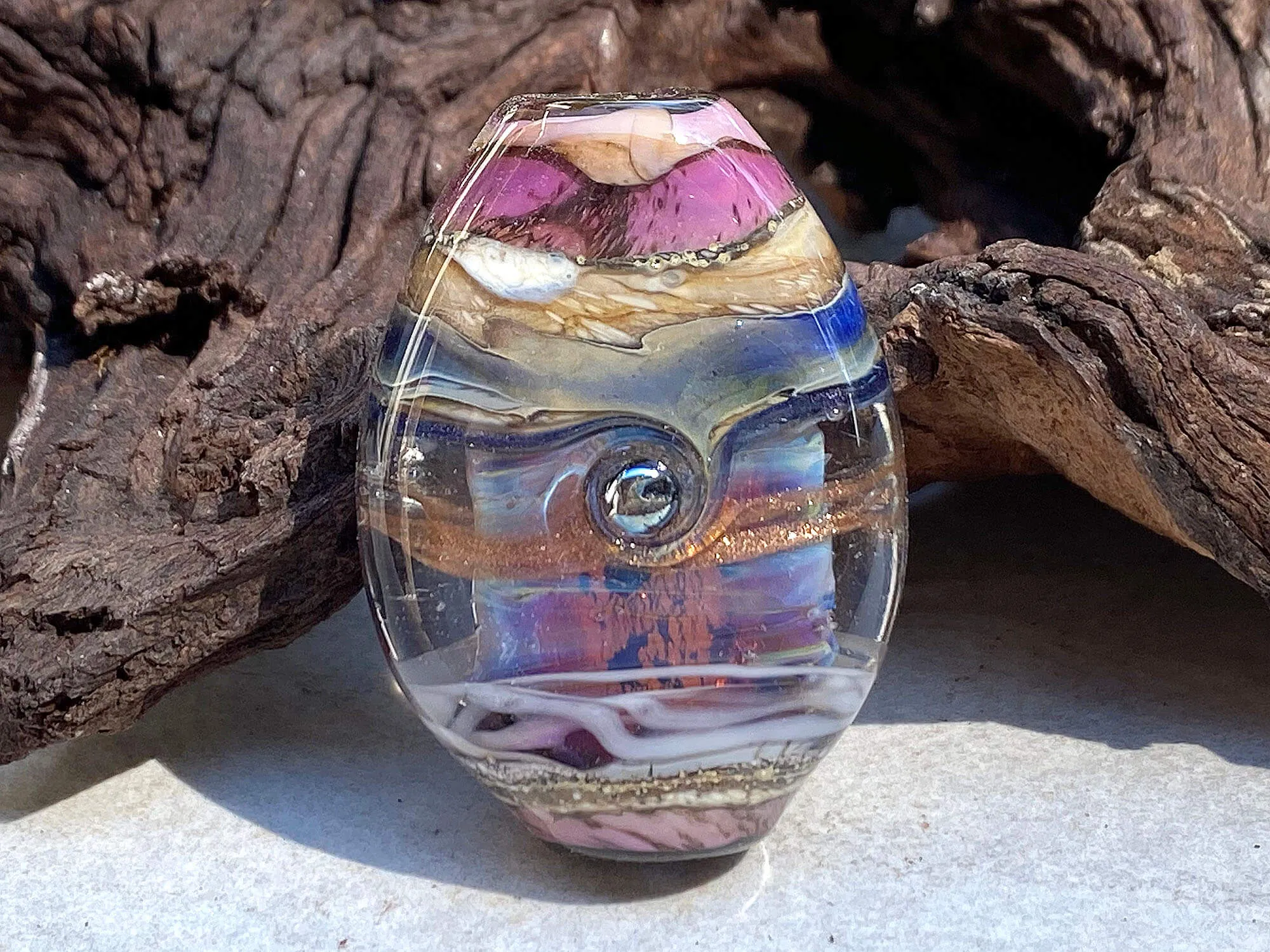 Purple Fire Opal Organic Lampwork Focal Bead SRA