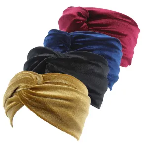 Qhome 4 Pack Velvet Twist Headband Women Earmuffs Earwarmers Noble Scrunchy Twist Hair Band Turban Headbands Bandana Bandage