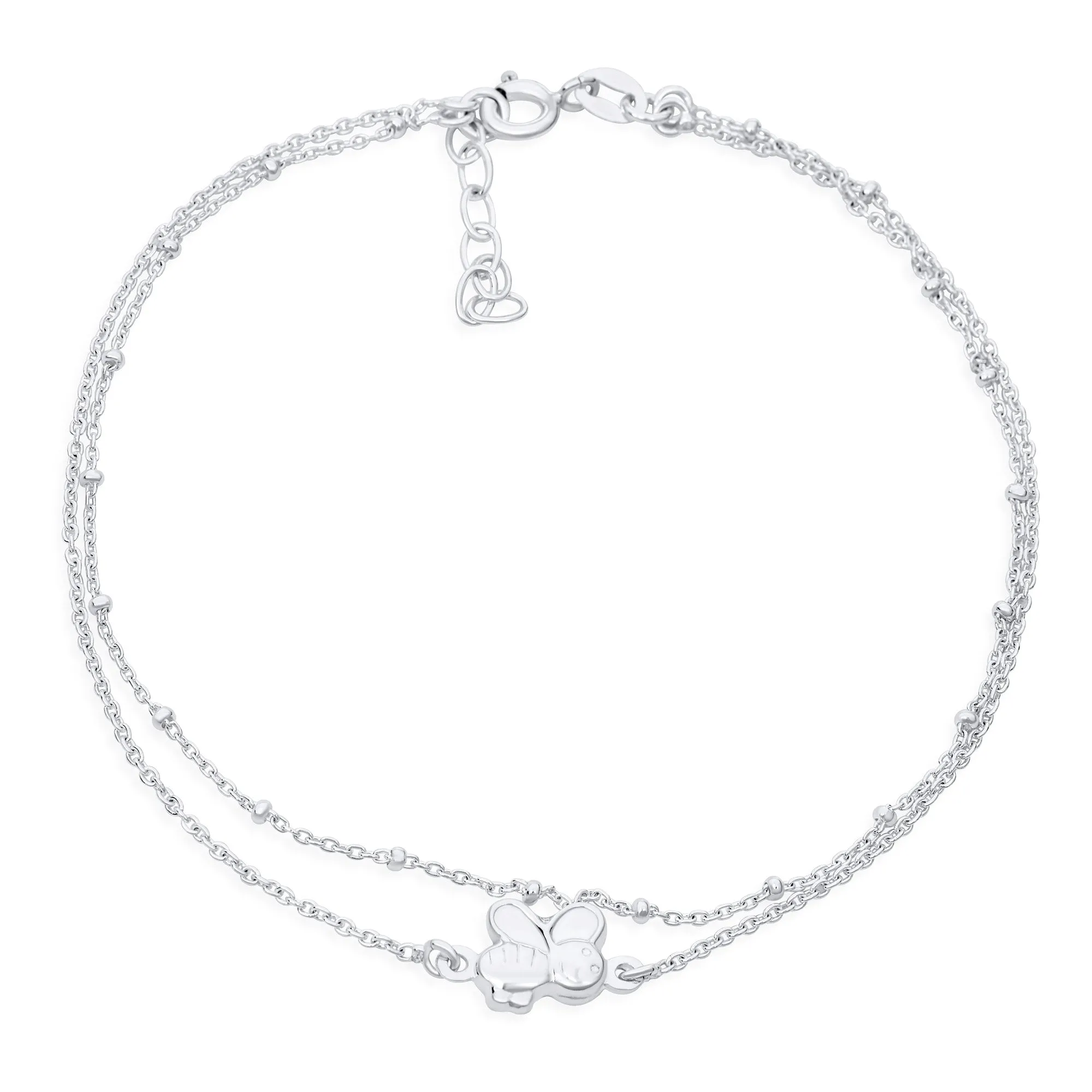 Queen Bumble Bee Charm Anklet Ankle Bracelet Sterling Silver 9-10 Inch