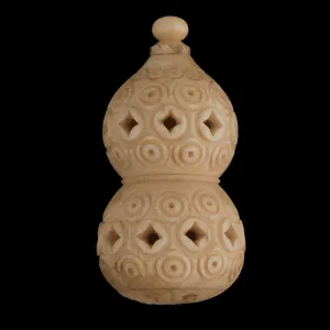 Rare 19th century carved pierced bone double gourd Japan. b4-bo202