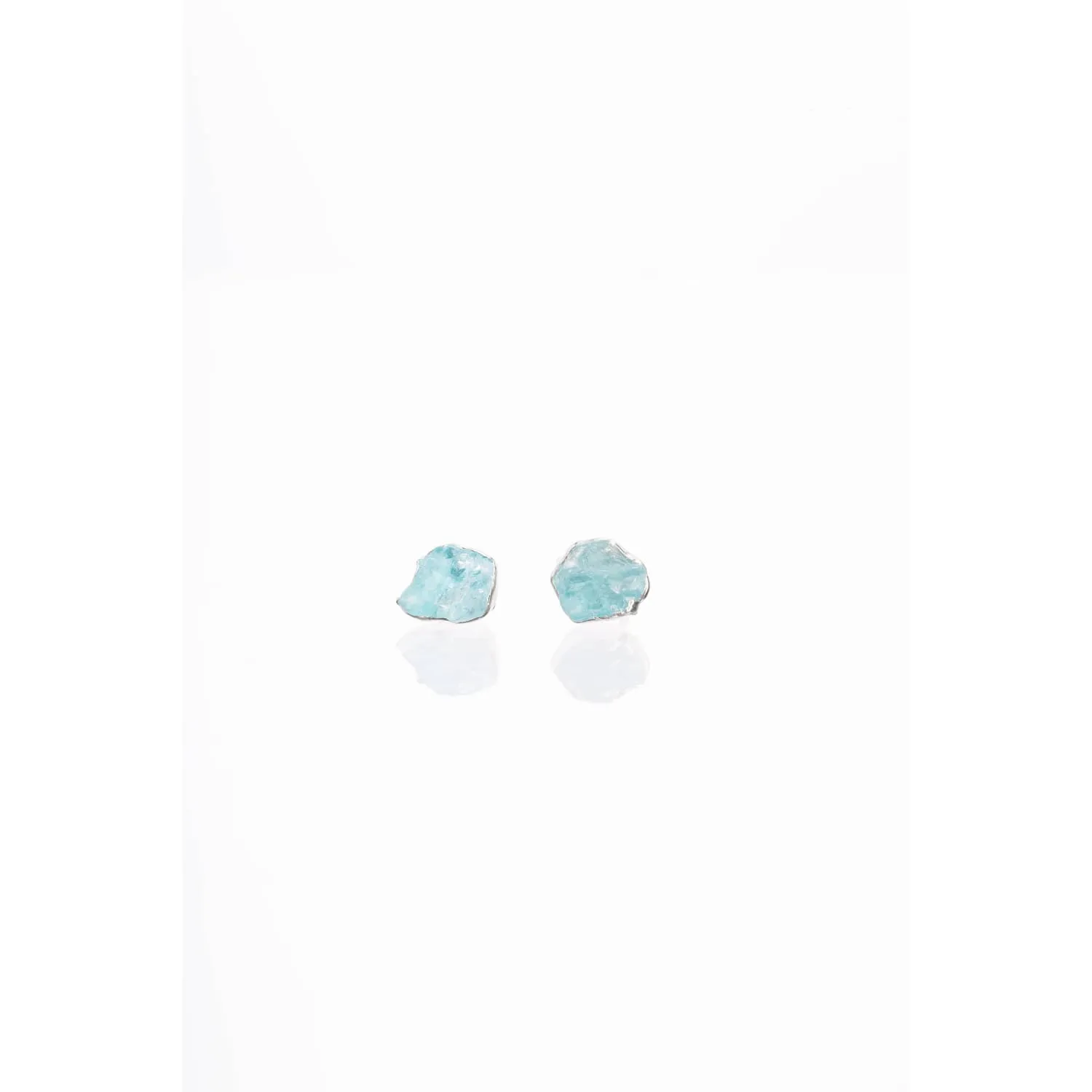Raw Apatite Stud Earrings in Sterling Silver