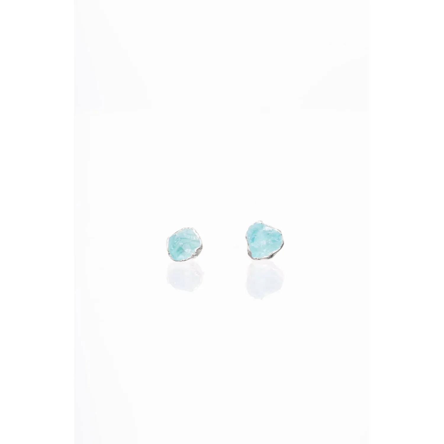 Raw Apatite Stud Earrings in Sterling Silver