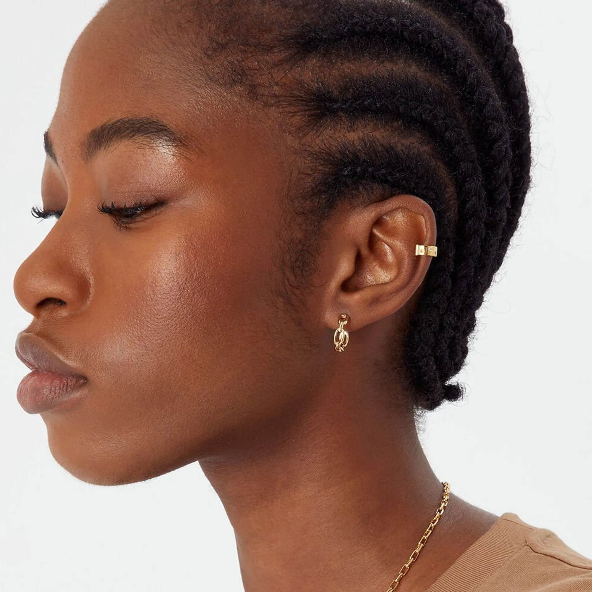 Real Gold Plated Chain Hoops Earring For Women By Accessorize London