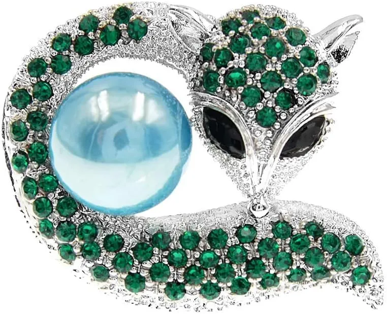 Retro cute fox brooches alloy animal pearl brooches Rhinestone jewelry corsage clothing accessories anti-glare fashion clothing accessories silk scarf buckle accessories
