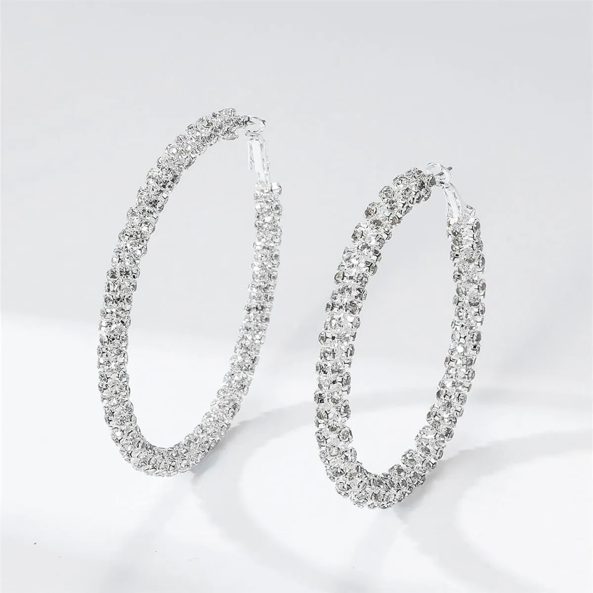 Rhinestone Hoop Earrings Trendy Earrings for Women 2025 Prom Dresses 2025 Big/Large Hoop Earrings Sparkly Glitter Hoops Earring Wedding Prom Formal Jewelry Gifts