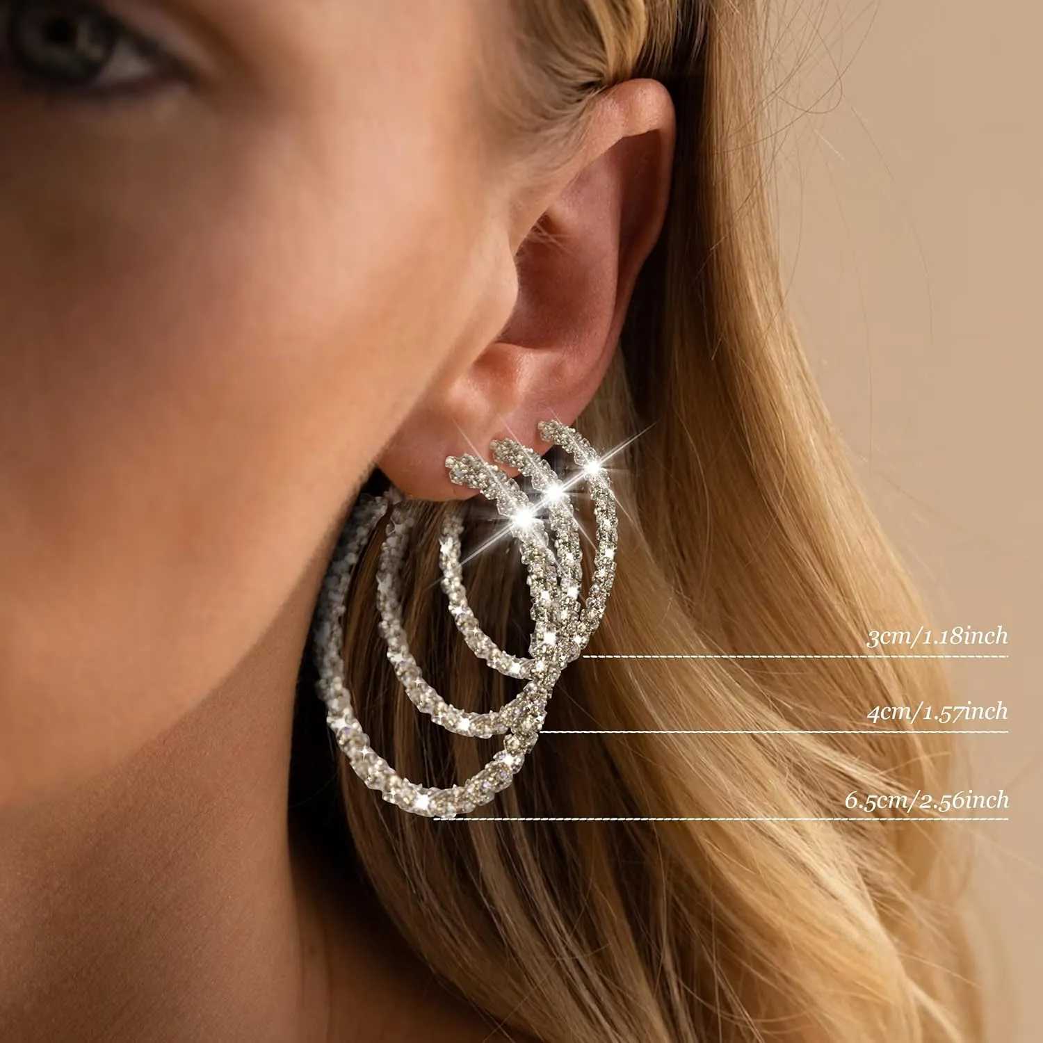 Rhinestone Hoop Earrings Trendy Earrings for Women 2025 Prom Dresses 2025 Big/Large Hoop Earrings Sparkly Glitter Hoops Earring Wedding Prom Formal Jewelry Gifts