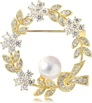 Rhinestone Wreath Brooch Crystal Brooches Rhinestones Brooch Pin Jewelry Valentine's Day Mother's Day Gift for Women Girls