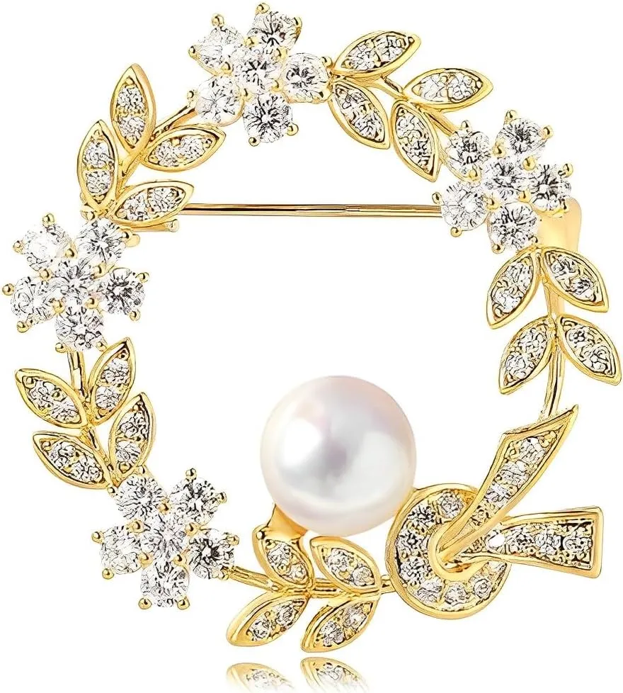 Rhinestone Wreath Brooch Crystal Brooches Rhinestones Brooch Pin Jewelry Valentine's Day Mother's Day Gift for Women Girls