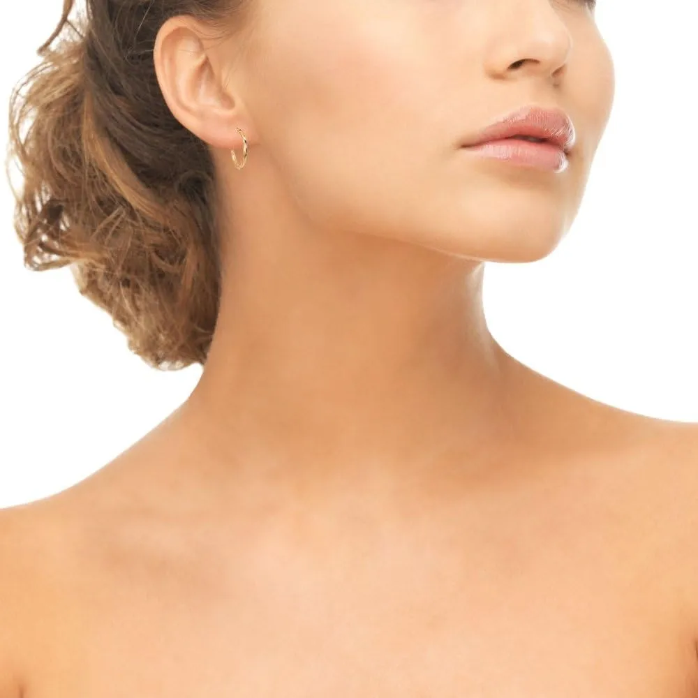Rose Gold Flash Sterling Silver Twist Round Hoop Earrings for Women (2x15mm - 50mm Diameter)