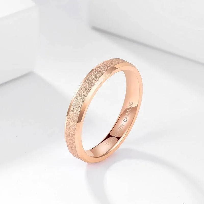 Rose Gold Frosted Men's Tungsten Carbide Wedding Band
