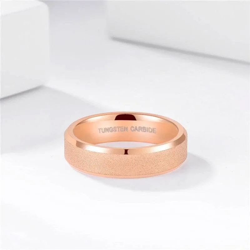 Rose Gold Frosted Men's Tungsten Carbide Wedding Band