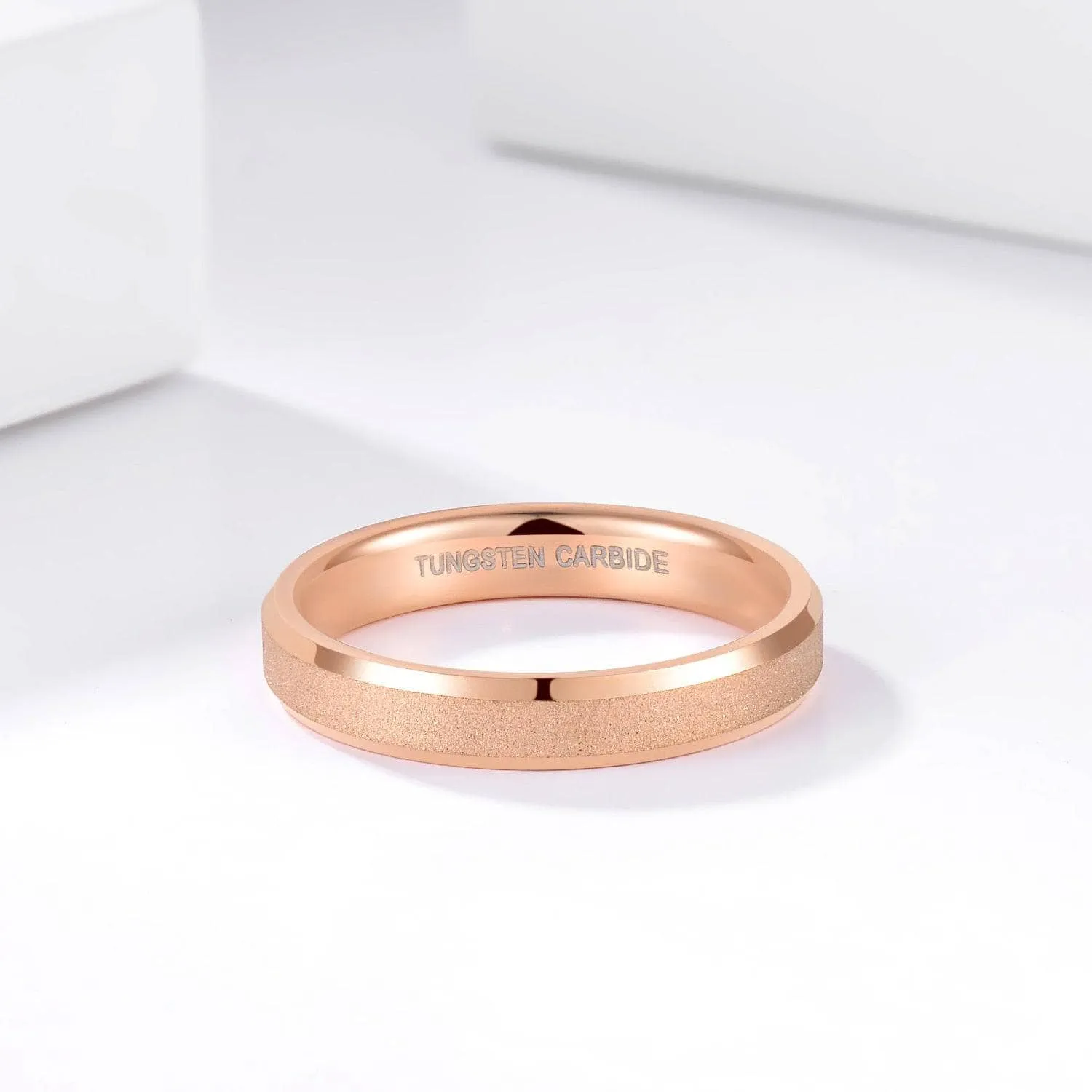 Rose Gold Frosted Men's Tungsten Carbide Wedding Band