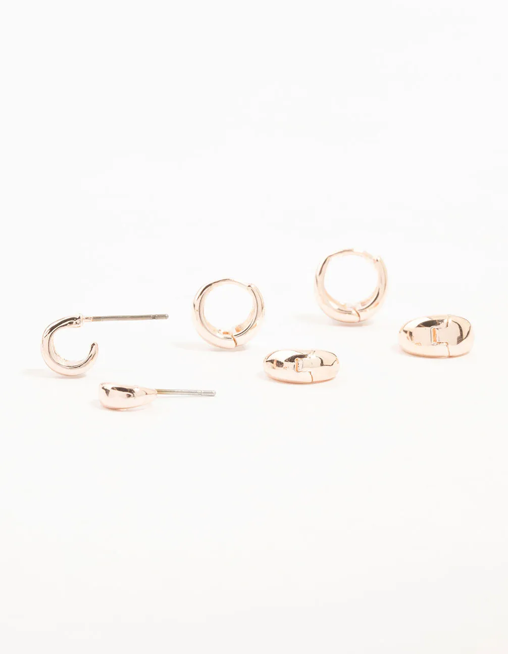 Rose Gold Mixed 4-Pack Hoop Earrings
