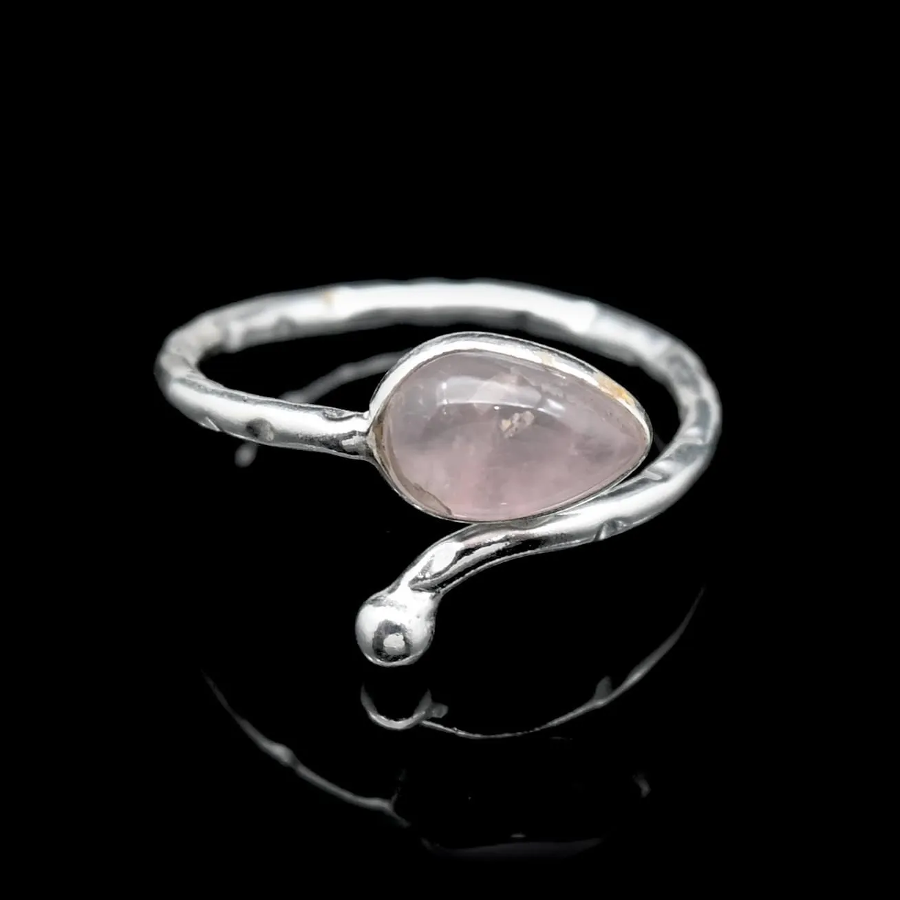 Rose Quartz Pear Gemstone Ring 925 Sterling Silver Ring Natural Rose Quartz Cabochon Ring Bridesmaid Ring Jewelry Present For Her