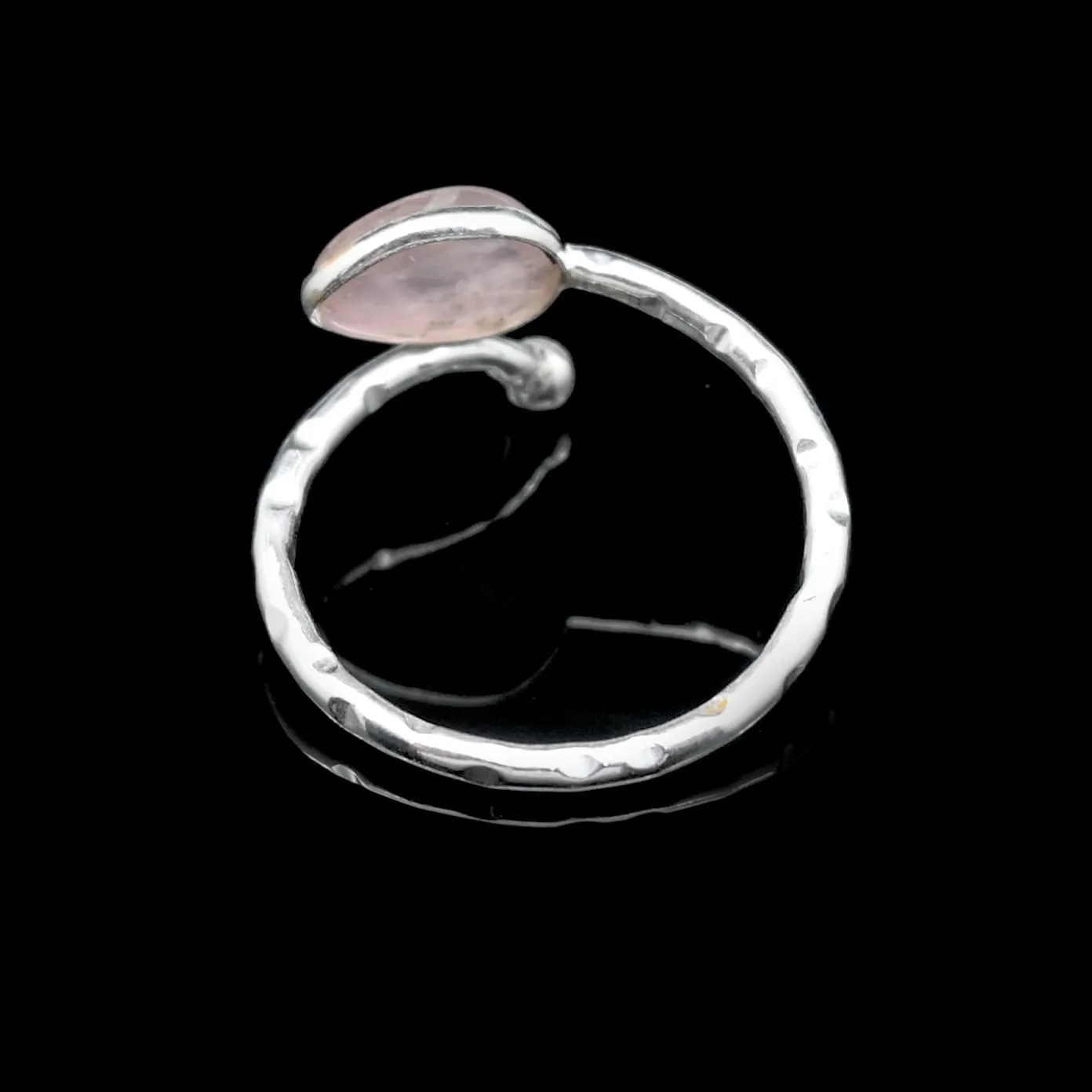 Rose Quartz Pear Gemstone Ring 925 Sterling Silver Ring Natural Rose Quartz Cabochon Ring Bridesmaid Ring Jewelry Present For Her
