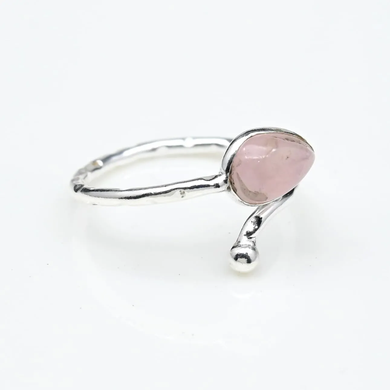 Rose Quartz Pear Gemstone Ring 925 Sterling Silver Ring Natural Rose Quartz Cabochon Ring Bridesmaid Ring Jewelry Present For Her