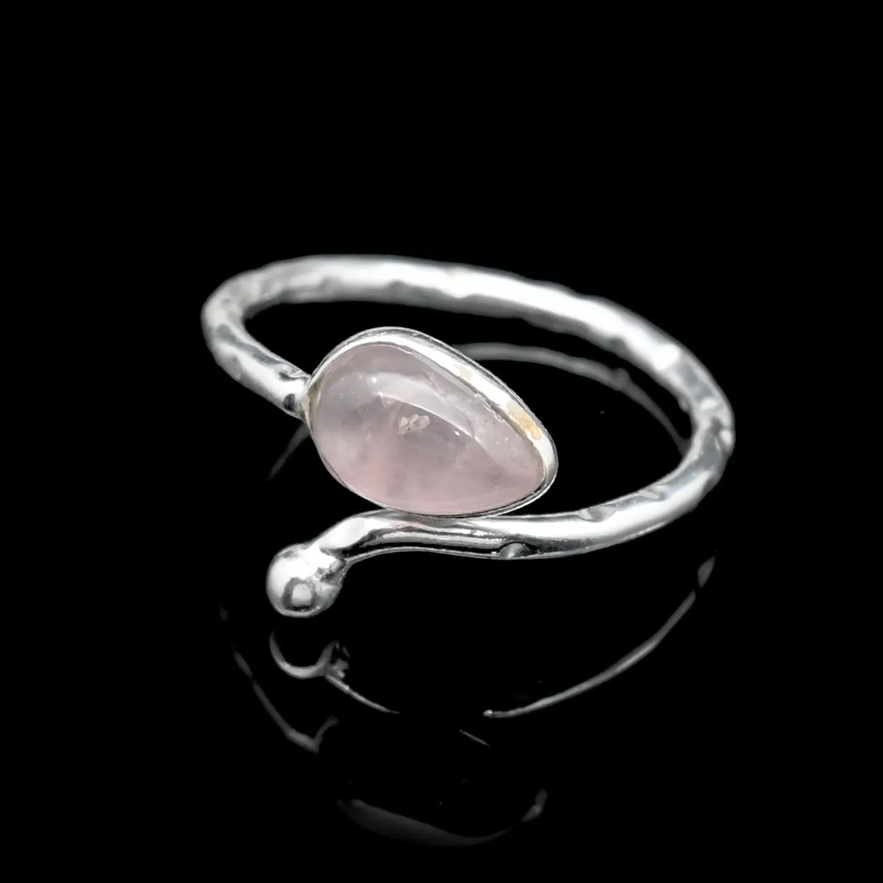 Rose Quartz Pear Gemstone Ring 925 Sterling Silver Ring Natural Rose Quartz Cabochon Ring Bridesmaid Ring Jewelry Present For Her