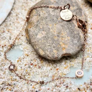 ROSES OF GOLD - CZ ROSE GOLD ROMAN NUMERALS WATERPROOF ANKLET