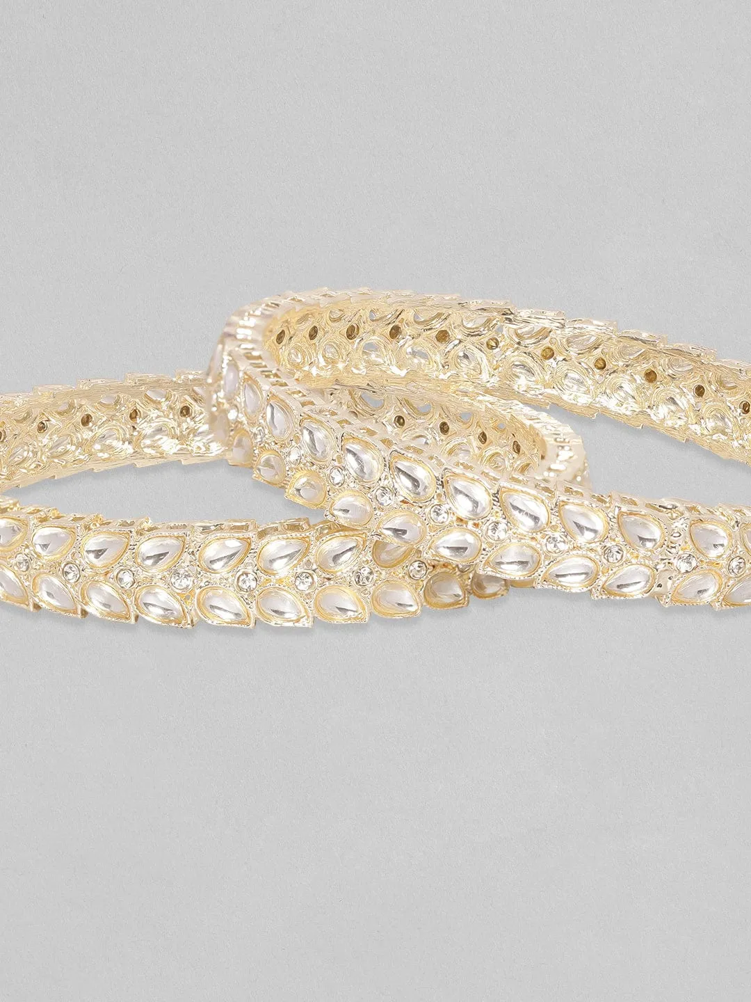 Rubans 24K Gold Plated Kundan & Zircons Studded Bangles.