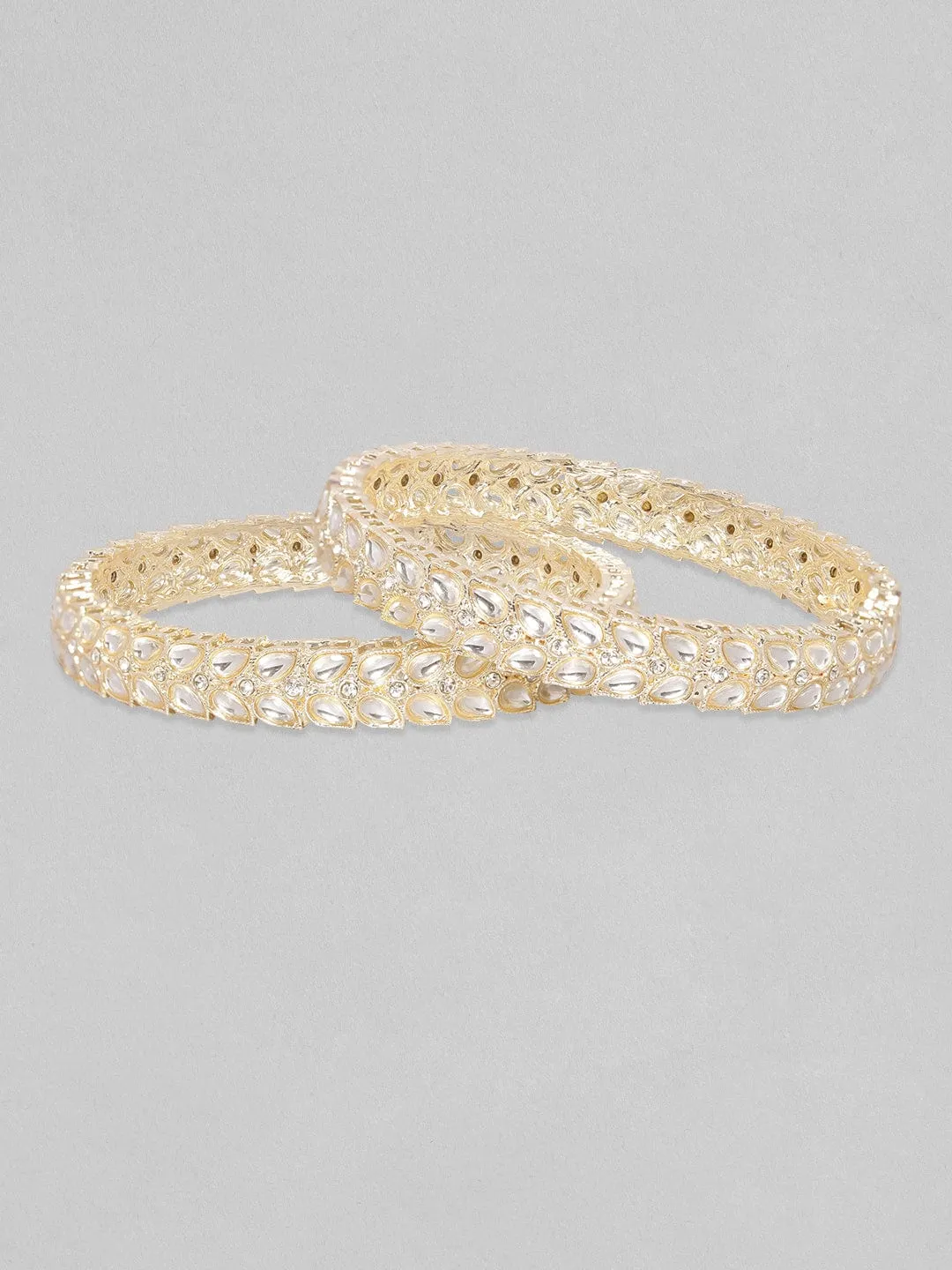 Rubans 24K Gold Plated Kundan & Zircons Studded Bangles.