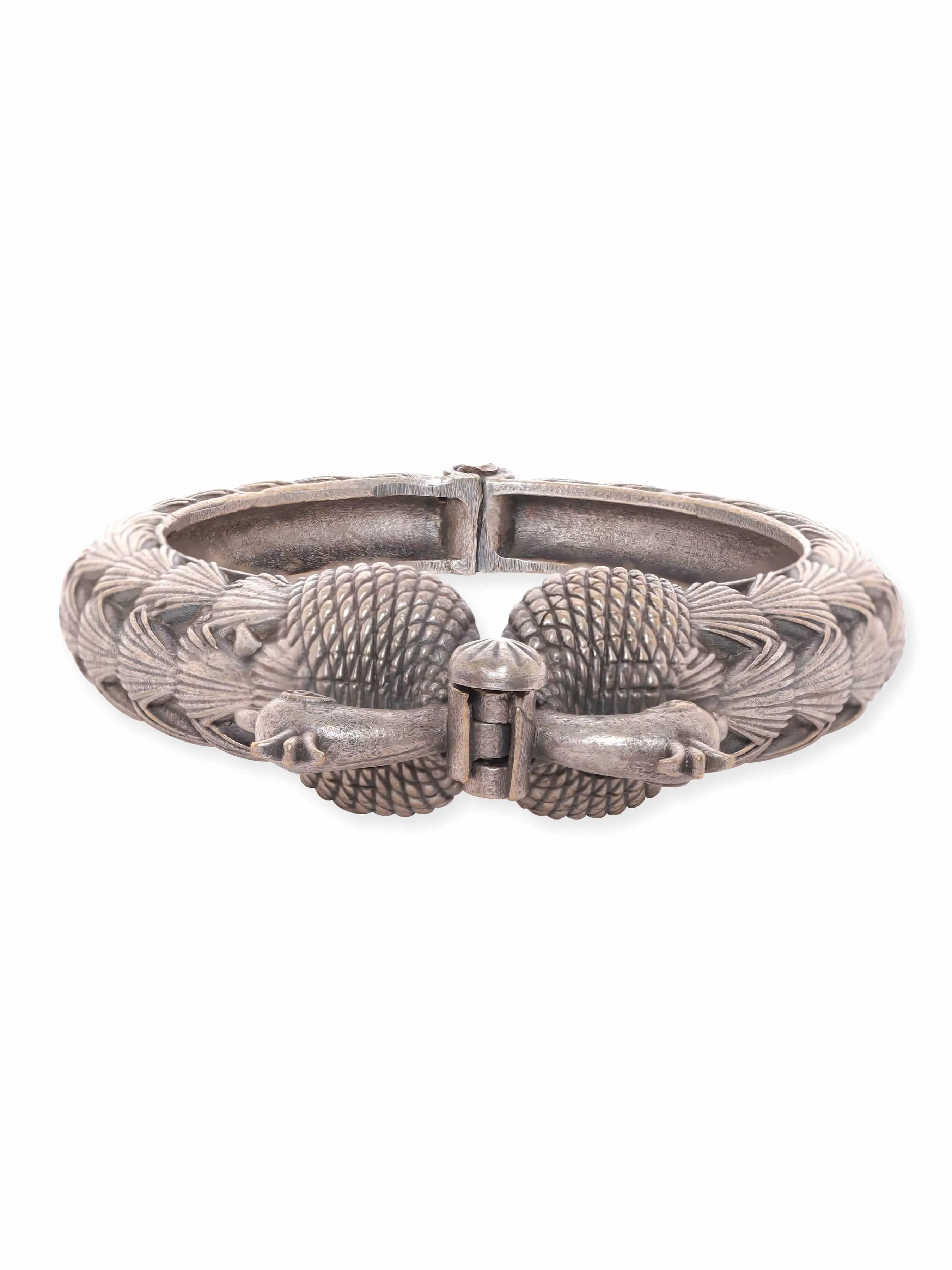 Rubans Enchanted Blooms Oxidized Silver Plated Kada Bracelet