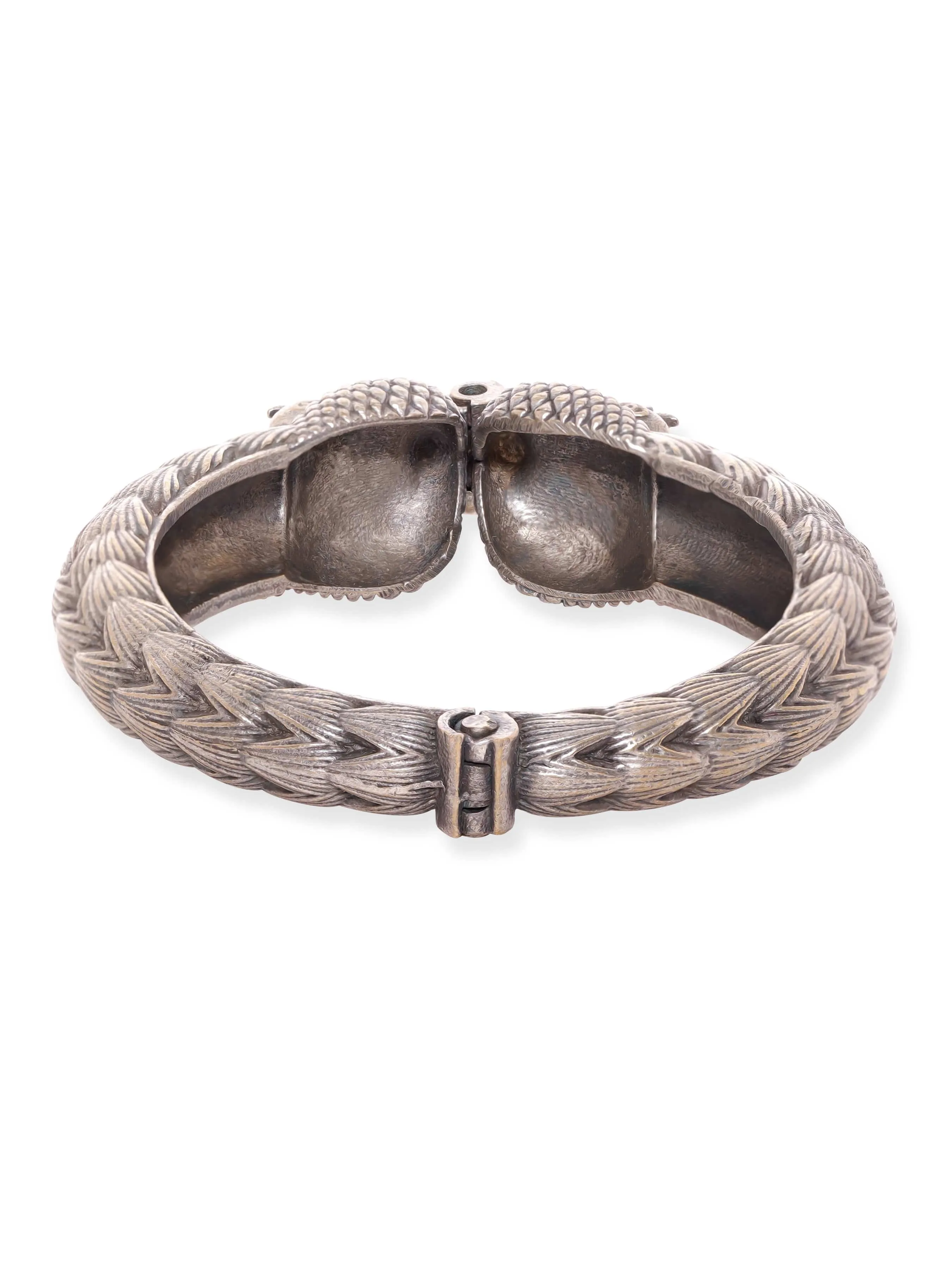 Rubans Enchanted Blooms Oxidized Silver Plated Kada Bracelet