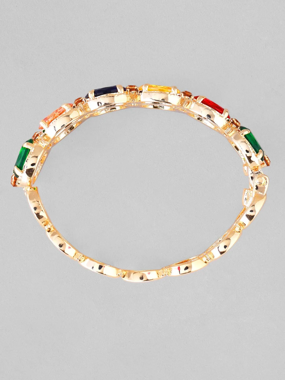 Rubans gold plated bracelet with multicoloured circular shaped stones.