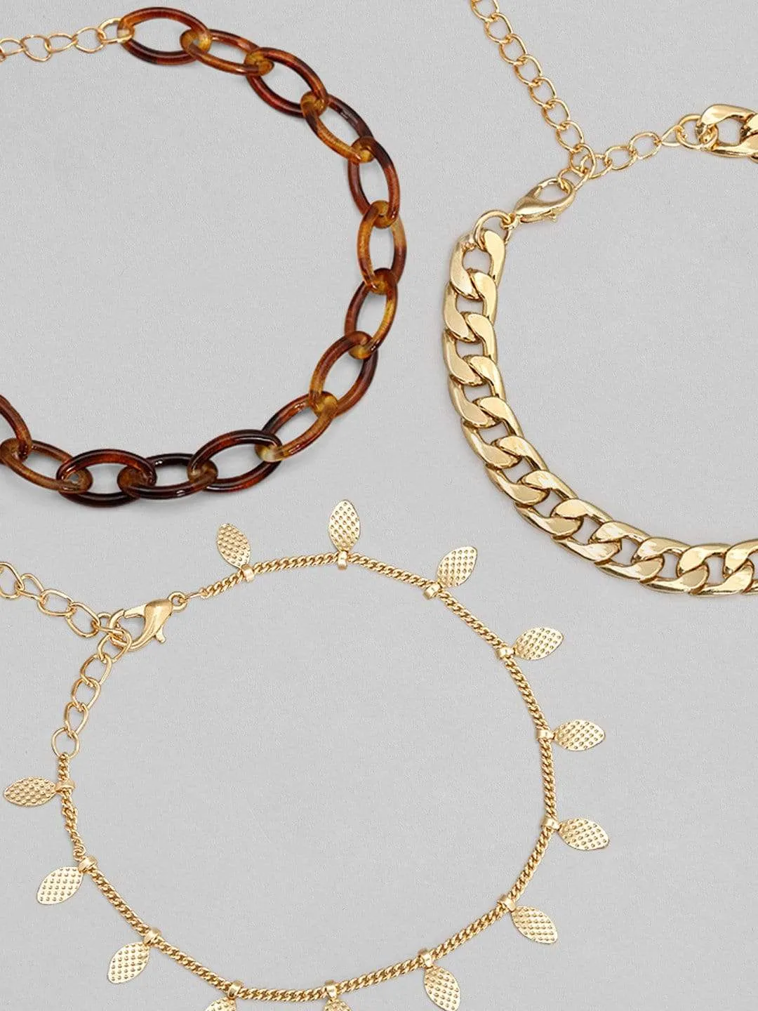 Rubans Gold Plated Handcrafted Interlinked Set of 3 Bracelet