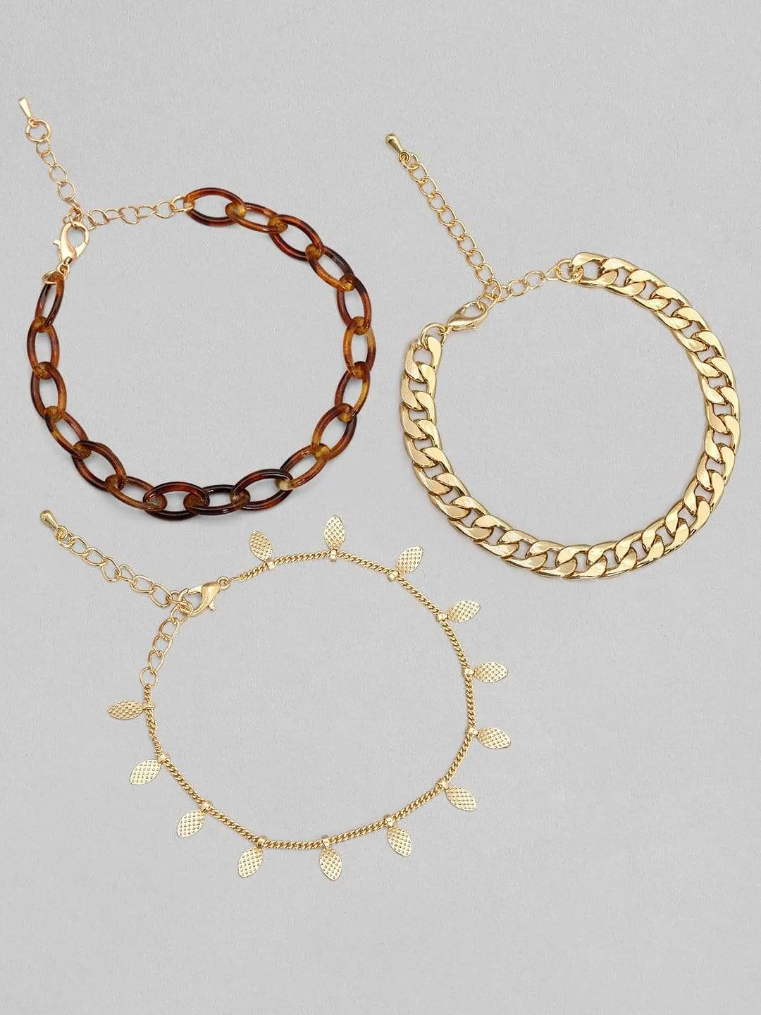 Rubans Gold Plated Handcrafted Interlinked Set of 3 Bracelet