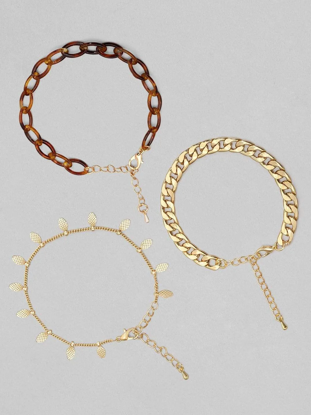 Rubans Gold Plated Handcrafted Interlinked Set of 3 Bracelet