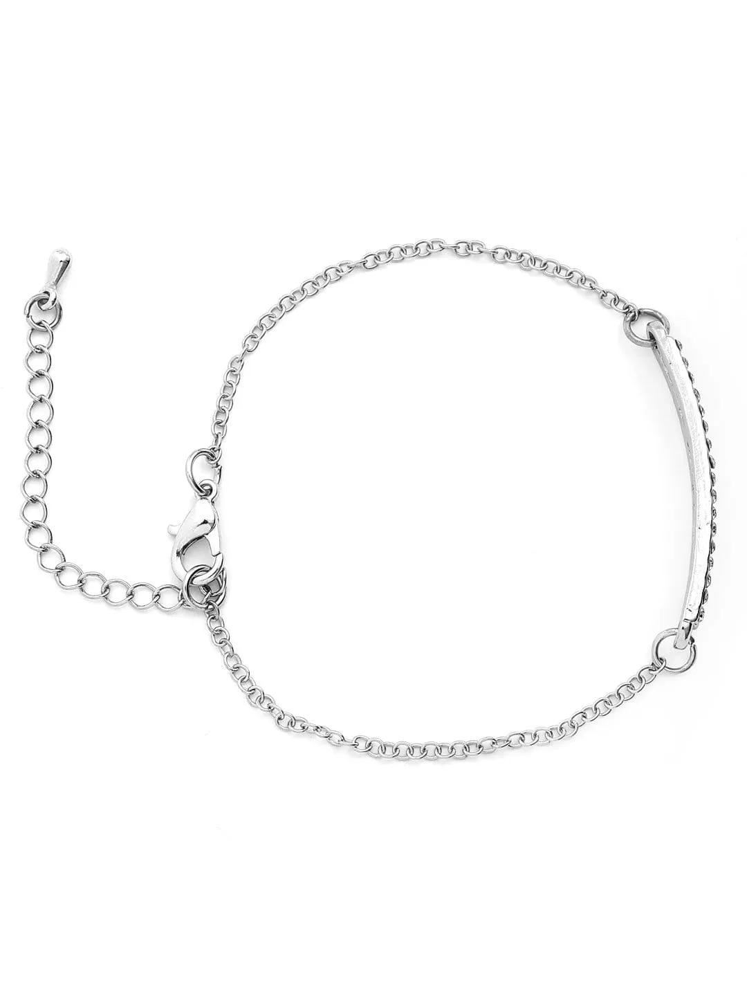 Rubans Silver Plated Handcrafted White Stone Chain Bracelet