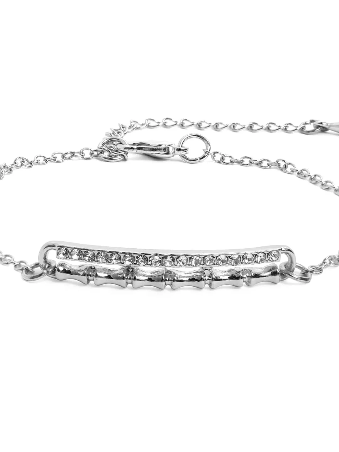 Rubans Silver Plated Handcrafted White Stone Chain Bracelet